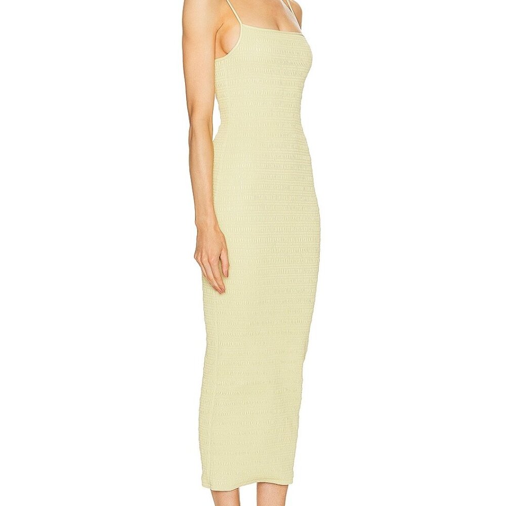 NEW NWT Nanushka Barra Midi Dress in Lemongrass FWRD yellow leather